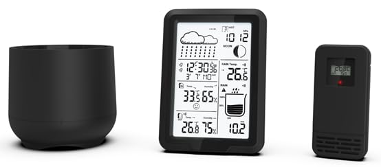 SOUCCESS Funk-Wetterstation mit AuĂźensensor und Regenmesser