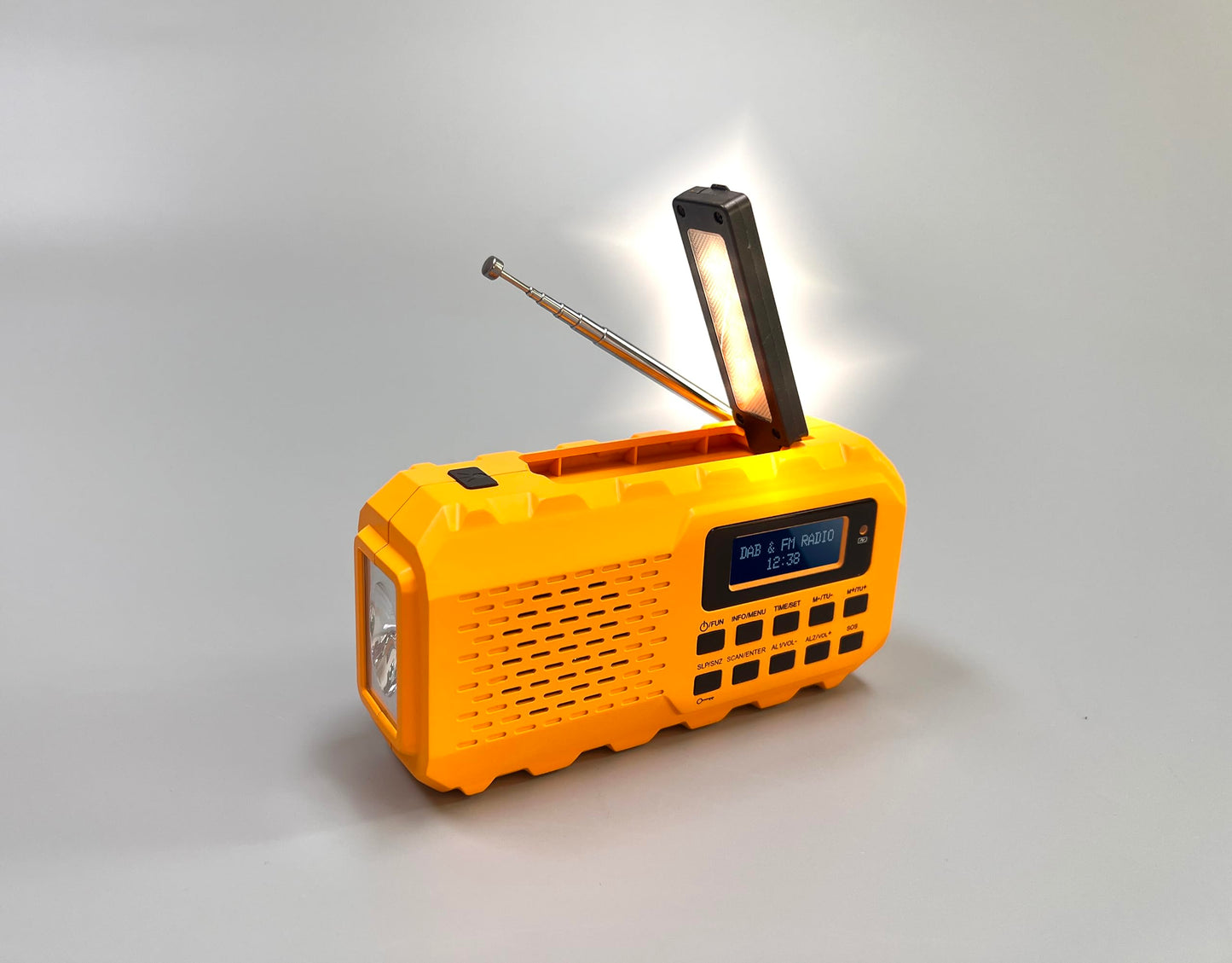 NEWTRO MULTIFUNKTIONS-KURBELRADIO DAB+/DAB/FM - MULTIFUNKTIONALES DIGITALRADIO MIT Taschenlampe, LESELICHT, SOLARPANEL, POWERBANK, KURBEL, SOS-Alarm