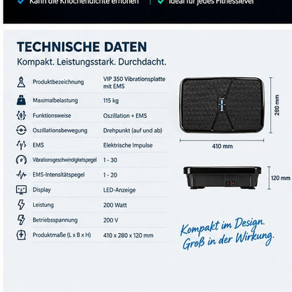 Vibrationsplatte VIP 350 mit EMS