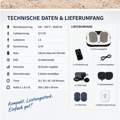 Fußmassagegerät mit EMS & Wärme | 3-in-1 | 50 Intensitätsstufen