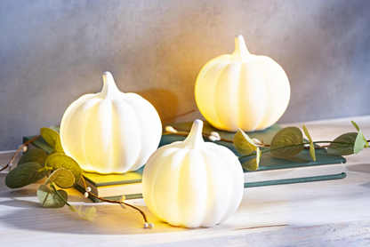 LED-Kürbis "White Pumpkin" 3er-Set