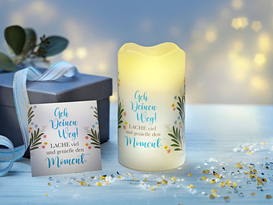 Geschenkset LED-Echtwachskerze "Geh Deinen Weg"