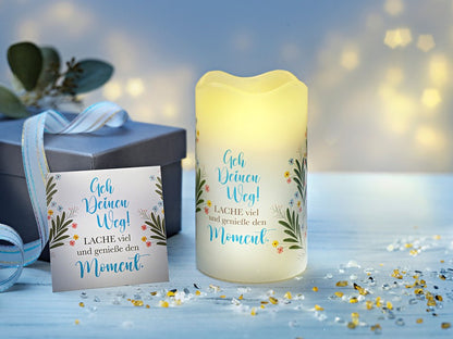 Geschenkset LED-Echtwachskerze "Geh Deinen Weg"