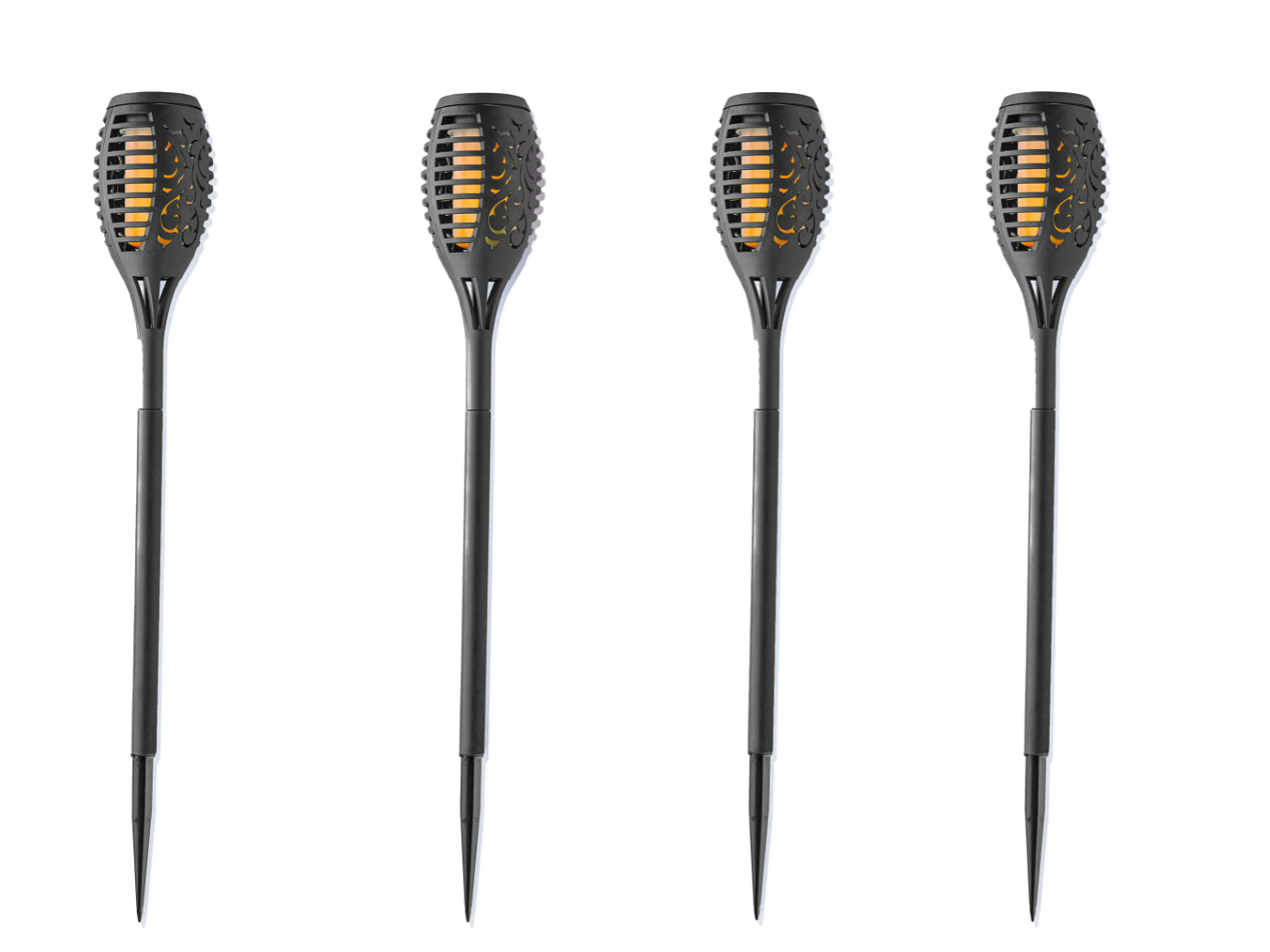 Solar-Gartenstecker "Flame" mit Befestigungshalterung, 4er-Set