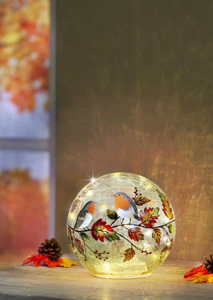 LED-Glaskugel "Herbstzeit" 15cm