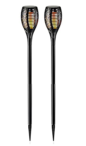 SONNENKERZE SOLAR-GARTENSTECKER FLAME, 2ER-SET SCHWARZ, 3 IN 1 FUNKTION: GARTENFACKEL, HÄNGELEUCHTE, TISCHLEUCHTE MIT LED FLAMMEN-EFFEKTBELEUCHTUNG