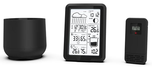 SOUCCESS Funk-Wetterstation mit Außensensor und Regenmesser
