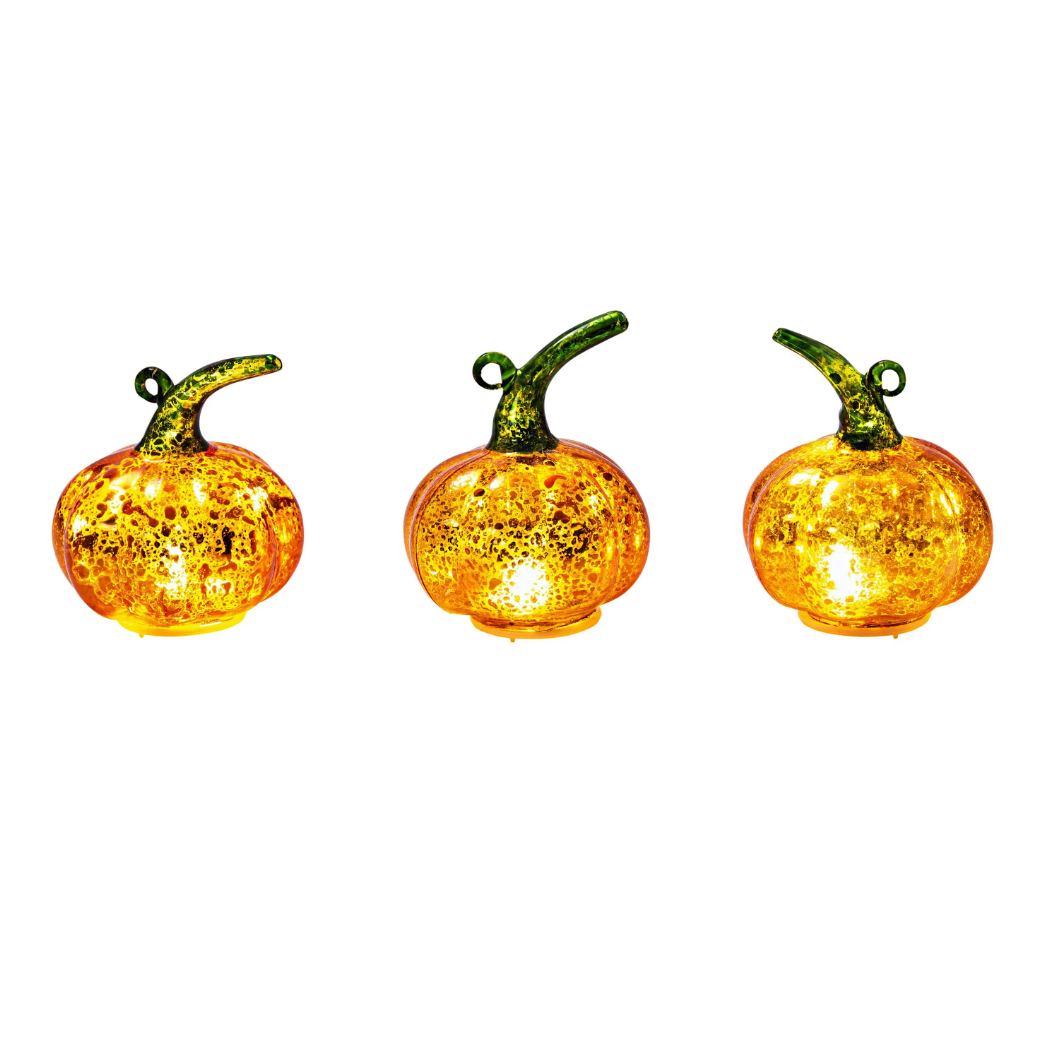 LED-Deko "Glaskürbisse" 3er-Set