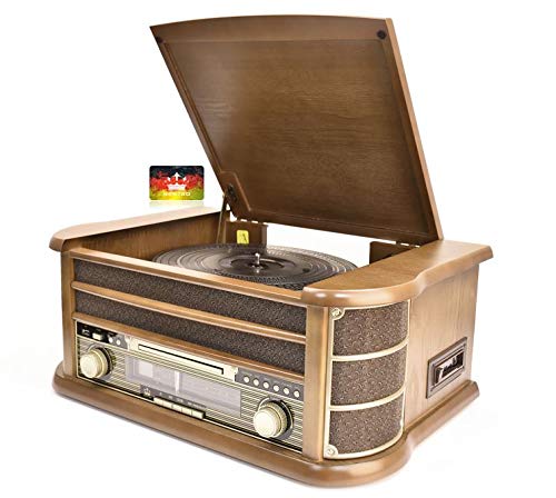 NEWTRO Nostalgieanlage mit Plattenspieler/CD/UKW/Kassette Dora
