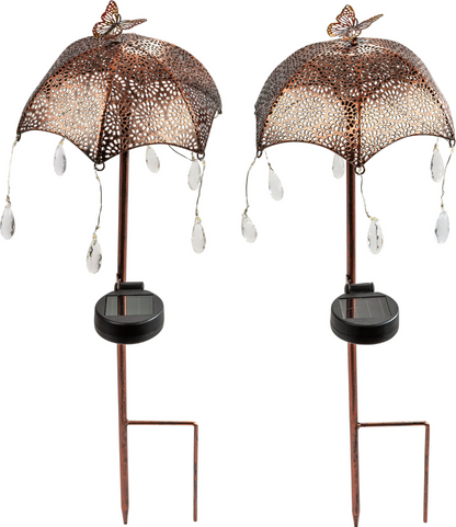 Solar-Gartenstecker "Regenschirm" 2er-Set