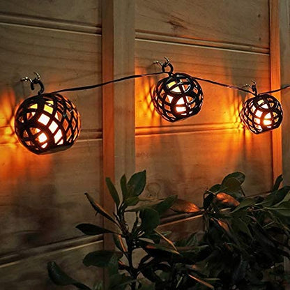 SONNENKERZE SOLAR-LICHTERKETTE "FEUERBALL" - solar-betriebene XXL-Lichterkette mit LED FLAMMEN-EFFEKTBELEUCHTUNG
