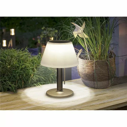 SONNENKERZE SOLAR LED-TISCHLAMPE BIANCO - SOLAR-TISCHLEUCHTE - SOLARBETRIEBENE LED-TISCHLEUCHTE MIT 3 EINSTELLBAREN HELLIGKEITSSTUFEN
