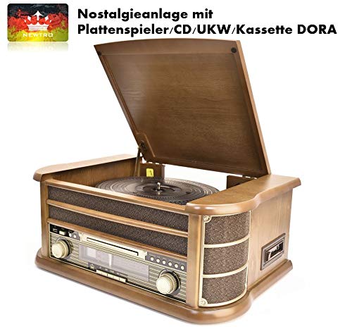 NEWTRO Nostalgieanlage mit Plattenspieler/CD/UKW/Kassette Dora