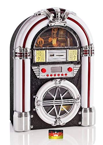 NEWTRO Jukebox Stereo-Anlage mit CD/CD-R/CD-RW/MP3, UKW/FM-Radio, USB/SD-Playback, AUX-IN, Fernbedienung, LED-Farbwechsel