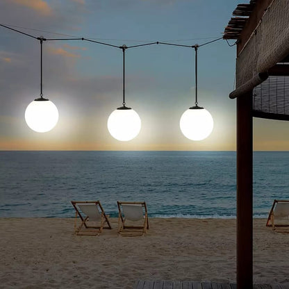SONNENKERZE SOLAR-HÄNGEKUGELN "BIANCO", 2ER SET - LED LEUCHTKUGEL-SET SOLARBETRIEBEN - 2x SOLAR LED-KUGELN
