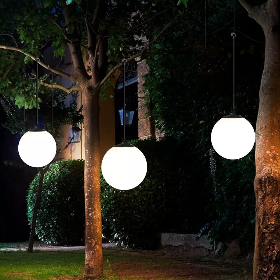 SONNENKERZE SOLAR-HÄNGEKUGELN "BIANCO", 2ER SET - LED LEUCHTKUGEL-SET SOLARBETRIEBEN - 2x SOLAR LED-KUGELN