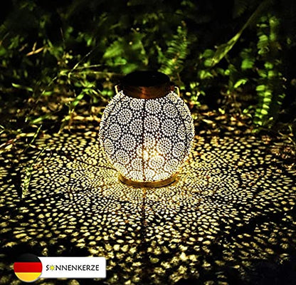 SONNENKERZE SOLAR-LATERNE "MARRAKESCH" Solar-Laterne für Außen, Außenbeleuchtung, wasserdicht, Metall, solarbetrieben, zum Hängen oder Stellen im Garten, auf der Terrasse uvm.