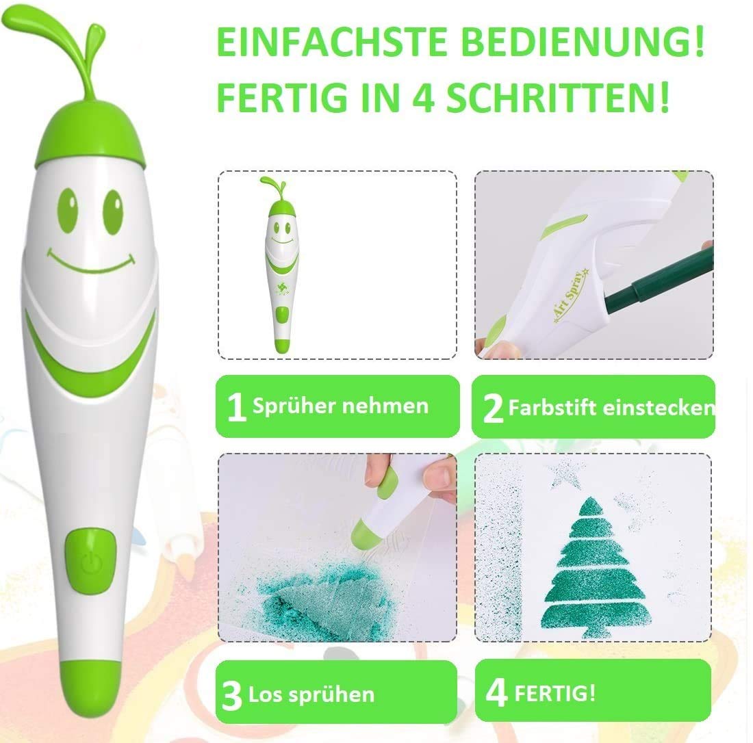 SOUCCESS Kabelloses Airbrush Spraystifte-Malset, 21tlg. mit 12 Farben zum Malen, Basteln und Gestalten, Kreativ-Set