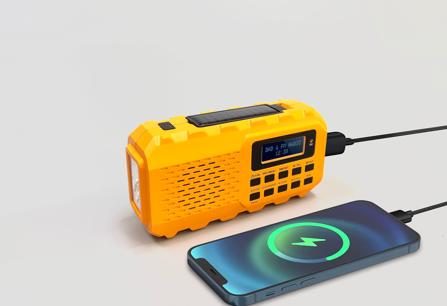 NEWTRO MULTIFUNKTIONS-KURBELRADIO DAB+/DAB/FM - MULTIFUNKTIONALES DIGITALRADIO MIT Taschenlampe, LESELICHT, SOLARPANEL, POWERBANK, KURBEL, SOS-Alarm