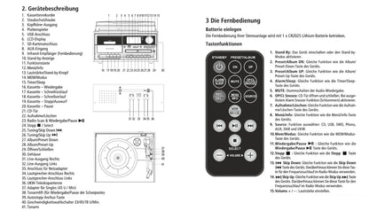 Die NEWTRO Kompaktanlage ist eine vielseitige Musikanlage mit Plattenspieler, DAB+/FM-Radio, Kassettendeck, CD-Player, MP3 & AUX Unterstützung, Musikbox mit Stereo-Lautsprechern und Aufnahmefunktion