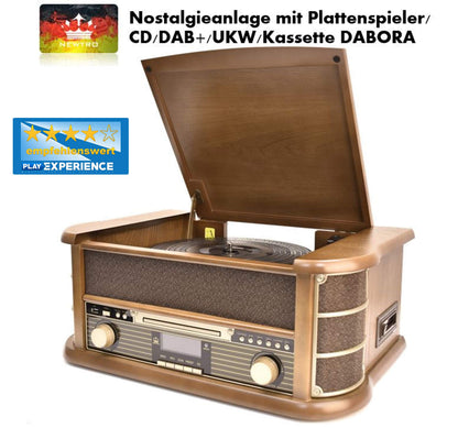 NEWTRO Nostalgieanlage mit Plattenspieler/CD/DAB+/UKW/Kassette DABORA