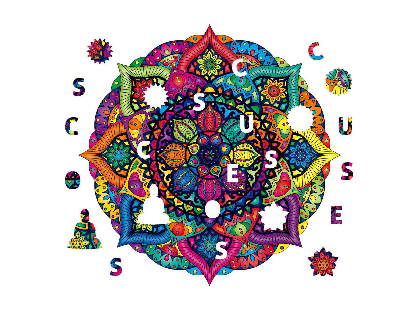 SOUCCESS HOLZPUZZLE Mandala (Holz-Puzzle im exklusivem Mandala-Design, Puzzlespass für Groß und Klein)