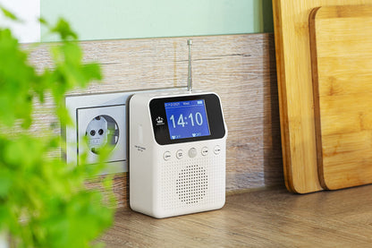 NEWTRO DAB STECKDOSENRADIO Color MIT BEWEGUNGSMELDER INKL. AKKU, portables Radio, ideales Badradio mit automatischer EIN- und Abschaltung, 4farb Display, USB-Ladebuchse, DAB+ Digitalradio, Wecker