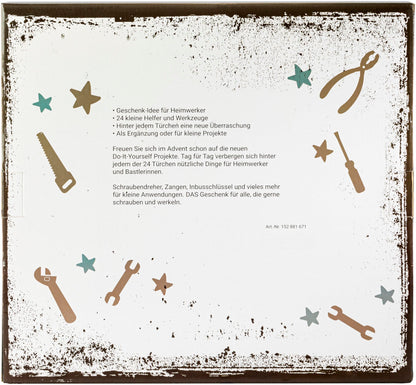 ADVENTSKALENDER WERKZEUG - Adventskalender für Heimwerker, 24 x eine neue Überraschung, inkl. Tasche