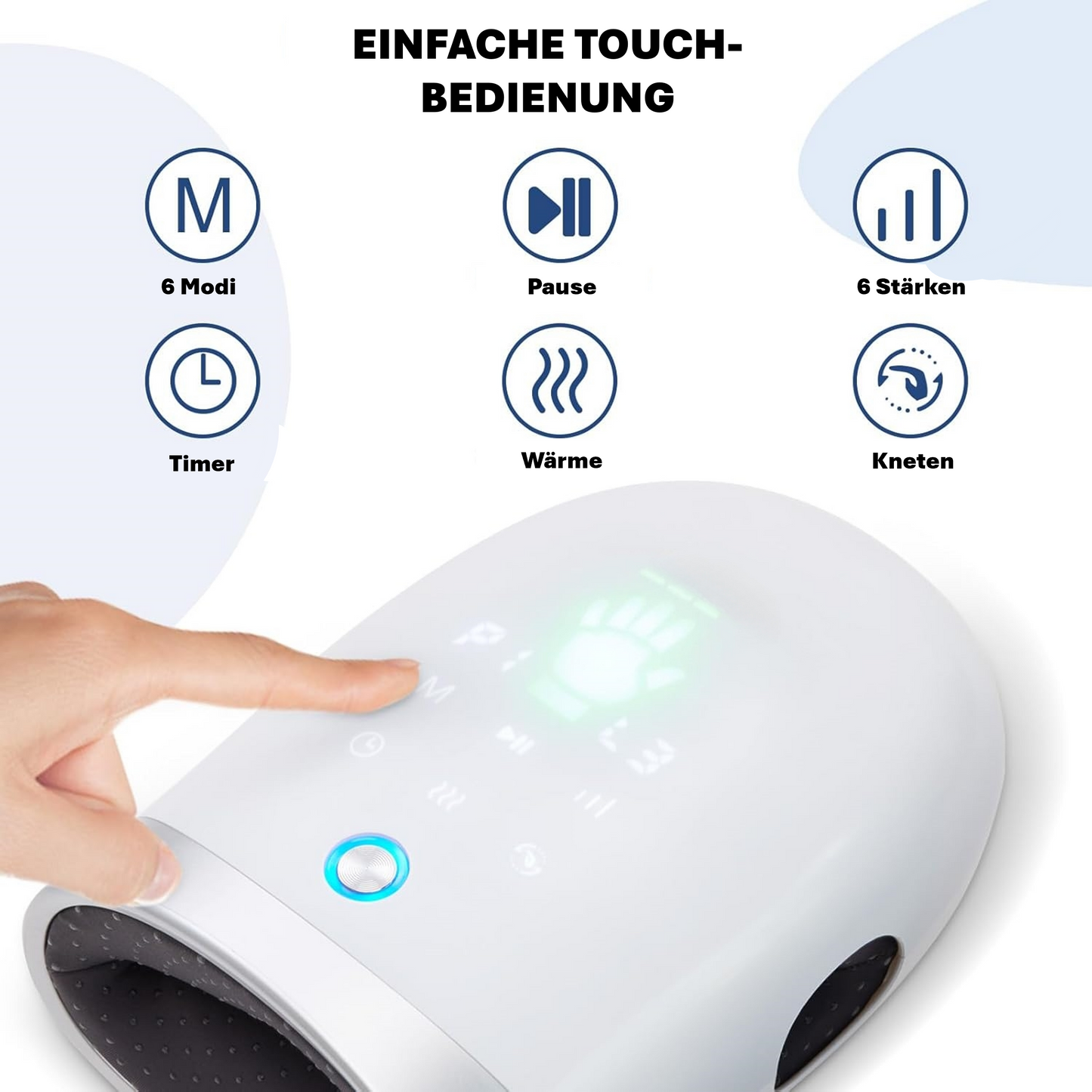 SOUCCESS Handmassagegerät SPA DELUXE Elektrisch Kabellos mit Wärme & Luftkompression – Hand Massager gegen Schmerzen, Arthritis & Verspannungen – Wiederaufladbar, Tragbar, Weiß