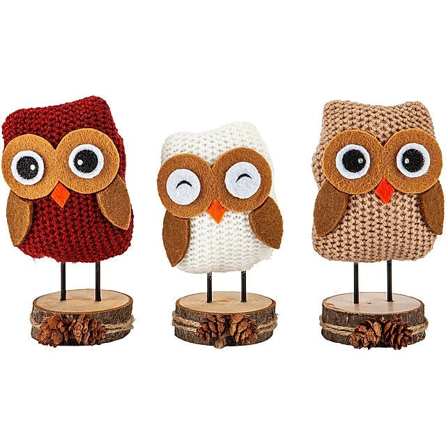 Dekofiguren Eule "Edda, Theo & Leni" 3er-Set