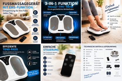 Fußmassagegerät mit EMS & Wärme | 3-in-1 | 50 Intensitätsstufen