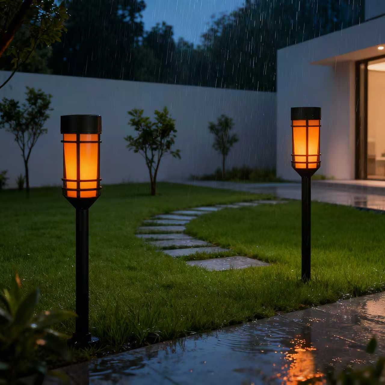 SONNENKERZE Solar Gartenleuchten „Flame“ 4er Set – LED Flammenlicht Effekt – Solarleuchte Außen wasserdicht – Gartenbeleuchtung ohne Strom – automatische Dämmerungsschaltung