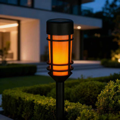 SONNENKERZE Solar Gartenleuchten „Flame“ 4er Set – LED Flammenlicht Effekt – Solarleuchte Außen wasserdicht – Gartenbeleuchtung ohne Strom – automatische Dämmerungsschaltung