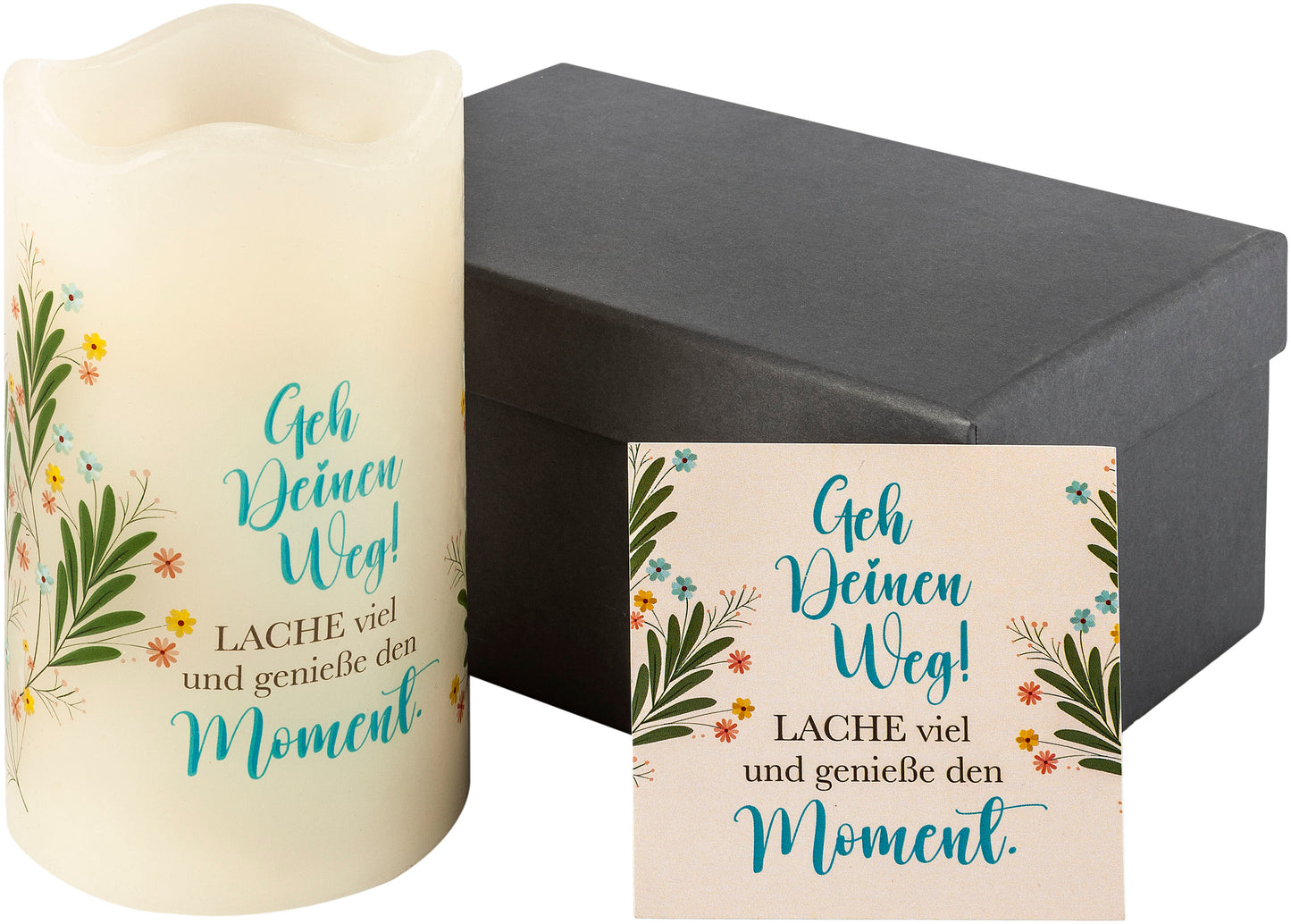 Geschenkset LED-Echtwachskerze "Geh Deinen Weg"